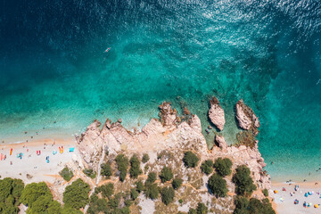 Beautiful aerial landscape from a drone on the Croatian island of Krk. Croatian landscape.