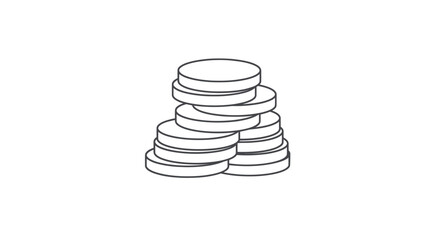 Stack of Coins - Simple Line Art Illustration of Currency.