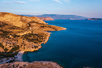 Fototapeta premium Beautiful aerial landscape from a drone on the Croatian island of Krk. Croatian landscape.