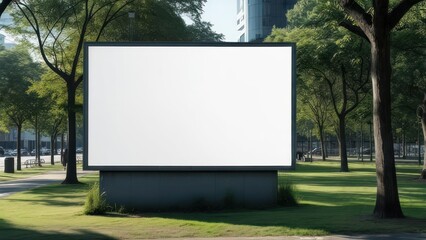 Fototapeta premium Billboard advertisement in urban park setting