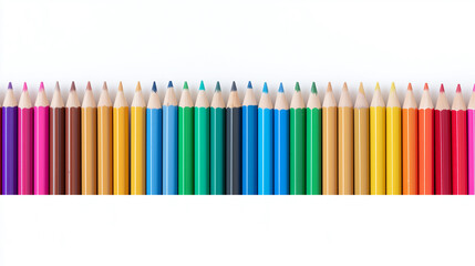 Obraz premium Colorful pencils aligned on white background