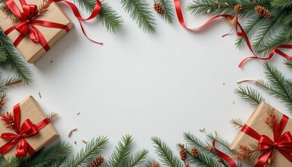 Festive gift wrapping and decoration holiday season photography cozy indoor setting top-down view christmas vibes