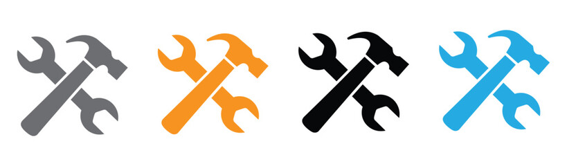 Crossed wrench and hammer icon for repair and maintenance.