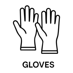 Illustration of two protective gloves with black outlines on a transparent background ready