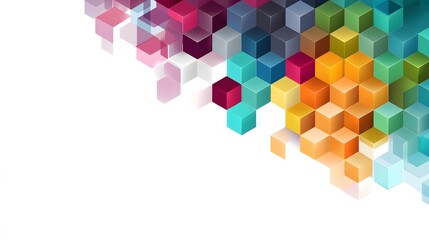 Colorful abstract background with 3d cubes and geometric shapes removed background