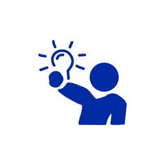 Person with light bulb idea icon / 電球を持つひらめきのアイコン	