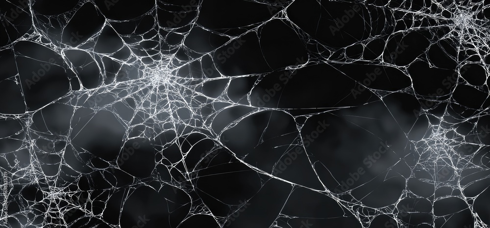 Wall mural seamless intricate spiderweb pattern on a dark background.