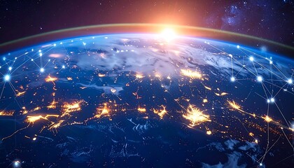 Obraz premium Earth at night, network connections