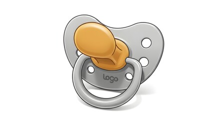 Baby pacifier with "logo" text isolated on white background