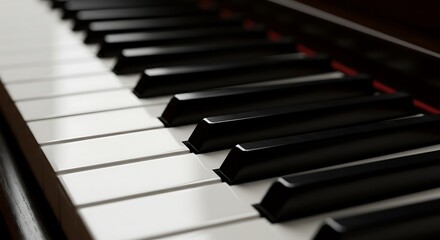Naklejka premium Piano Keyboard Close-Up: Black and White Keys