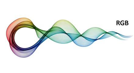 Abstract Rainbow Wave Design with RGB Text Overlay