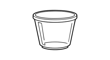 Bold line art illustration of an empty clear plastic cup ready for beverage or food service use