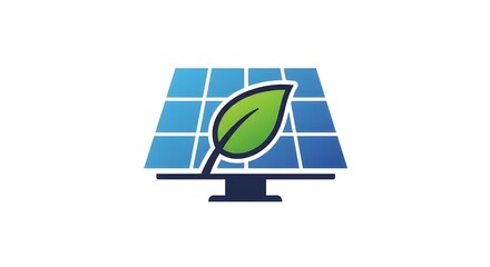 Obraz premium Solar panel with leaf isolated on white background