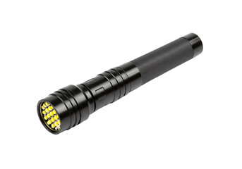 Closeup View of a Black Cylindrical Antenna with Gold Connectors isolated on transparent background