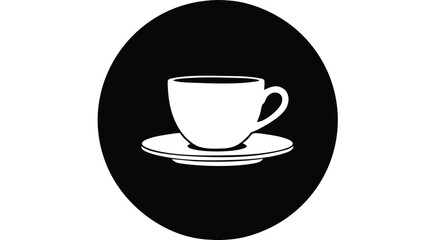 Elegant monochrome coffee cup icon design for cafe branding or minimalist menu promotion