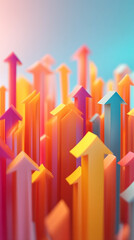 Multidirectional arrow formations symbolizing growth, progression and upward trajectory