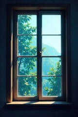 A completely opaque window, obscuring the view outside Perfect for illustrating concepts of secrecy, mystery, or confinement The texture of the window is subtly visible , darkness, opaque, light