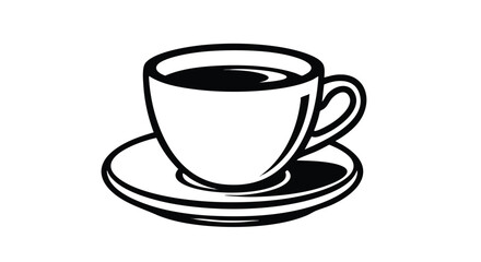Elegant black and white coffee cup illustration for cafe menus and branding projects