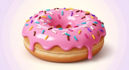 Delicious Iced Doughnut with Colorful Sprinkles and Dripping Glaze