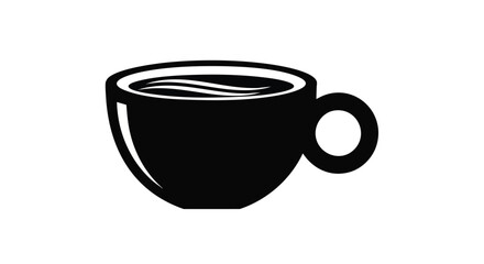 Bold black and white coffee cup icon perfect for branding, menus, or stylish websites
