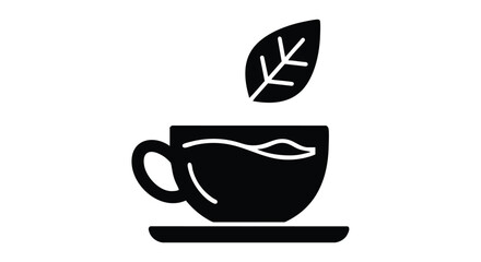 Enjoy a soothing cup of herbal tea with fresh leaf infusion in this modern minimalist design icon