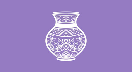 Beautifully decorated ancient pottery vase with intricate line art.