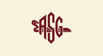 Gothic style ASG letter monogram logo with a sword element.