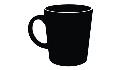 Sleek black coffee mug silhouette for branding and design projects, vector isolated on white background