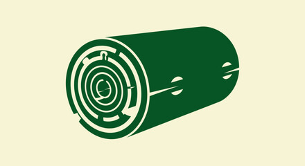 Green Cylindrical Log with an Intricate Circular Maze.