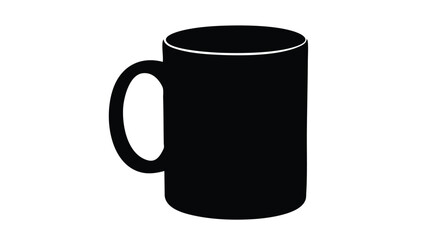 Sleek black mug graphic ready for your logo or design, perfect for coffee or tea promotions