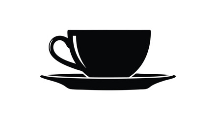 Bold black and white coffee cup graphic offering a simple, stylish minimalist design element for your project