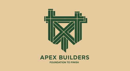 Apex Builders construction company logo with geometric truss design.
