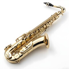 Obraz premium Elegant gold saxophone gleaming in the light, a symbol of music, art, and jazz performance
