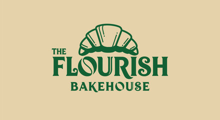 Creative Flourish Bakehouse logo with croissant and coffee bean.