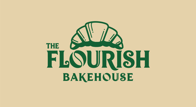 Creative Flourish Bakehouse logo with croissant and coffee bean.
