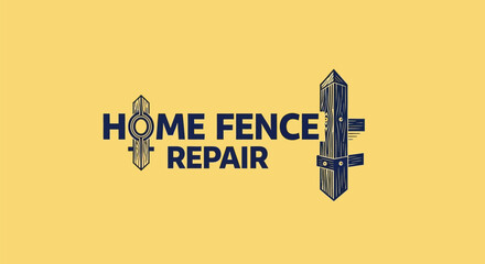 Home Fence Repair logo with stylized fence posts.