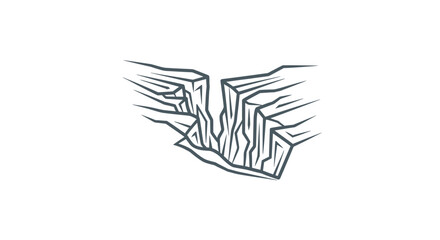 Hand drawn sketch of a deep earth crack illustration.