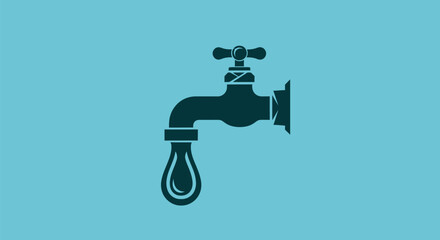 Simple vector icon of a dripping water faucet.