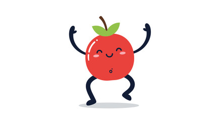 Happy cartoon tomato dancing with joy and enthusiasm in a lively and energetic manner