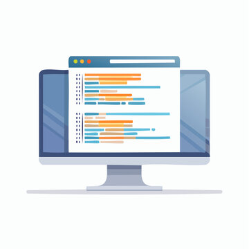 Computer Monitor Displaying Code on White Background