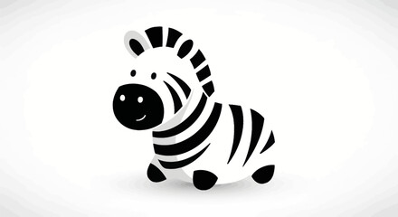 Adorable Cartoon Zebra with Black and White Stripes. © Maryati