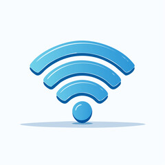 3D Blue Wifi Symbol on White Background