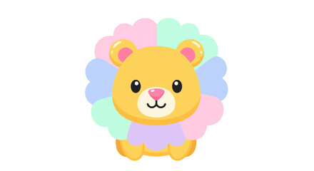 Cute cartoon lion with colorful pastel mane illustration. © Maryati