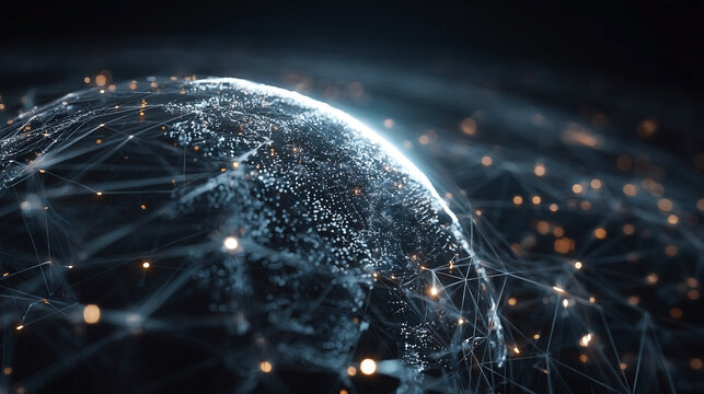 Abstract global technology network connection, complex data visualization