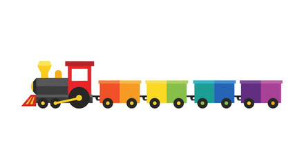 Colorful Toy Train with Rainbow Colored Train Cars. © Maryati