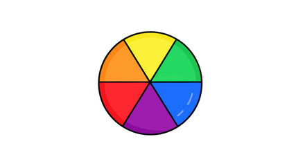 Fototapeta premium Vibrant Circular Color Wheel with Six Sections.