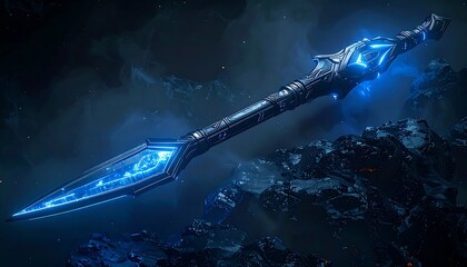 Fototapeta premium Futuristic spear glows blue