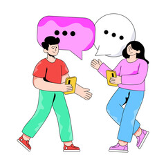 A colored design illustration of people communicate