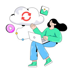 Unique design illustration of cloud update