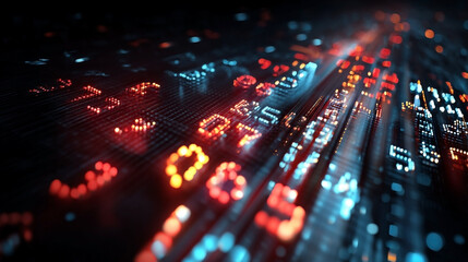 Abstract financial data stream background with dynamic digital information display